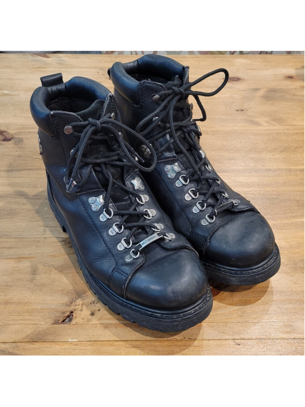 Harley-Davidson Men's Size 13 Black Leather Motorcycle Boots Steel Toe Riding HD